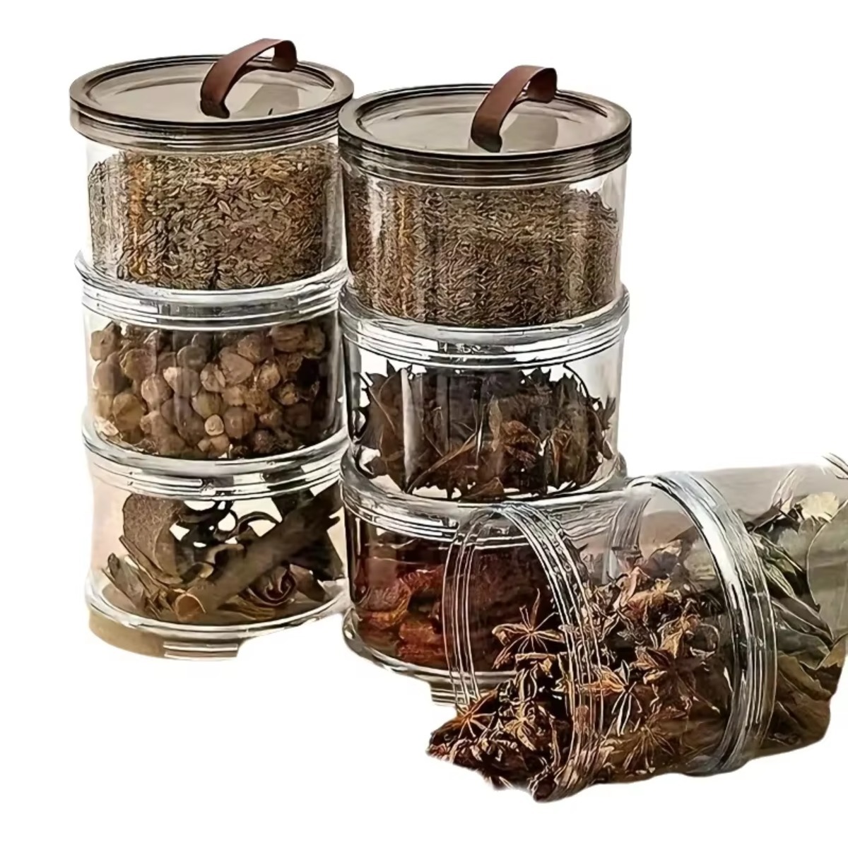 Food Storage Jars Plastic - Трехслойный круглый ручной контейнер для специй,