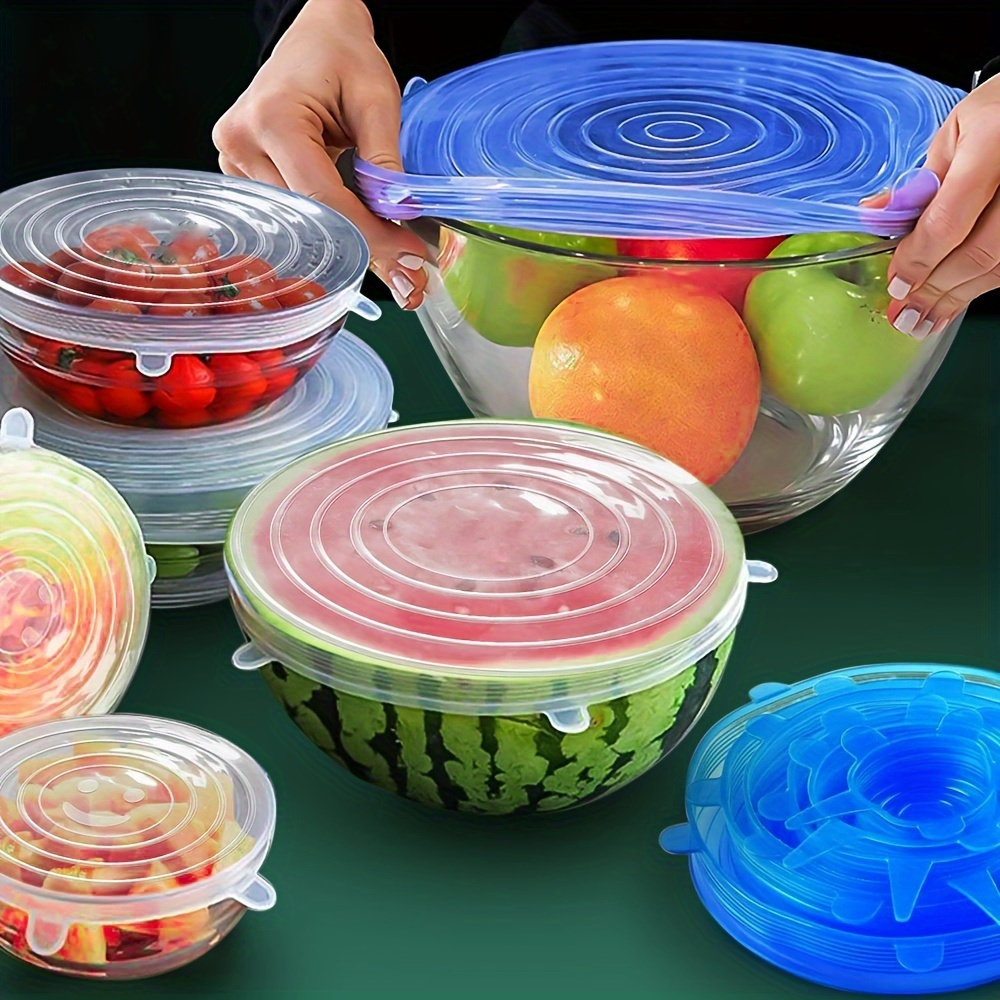 Silicone Stretch Lid - 6 многоразовых силиконовых крышек-стрейч – герметичные,