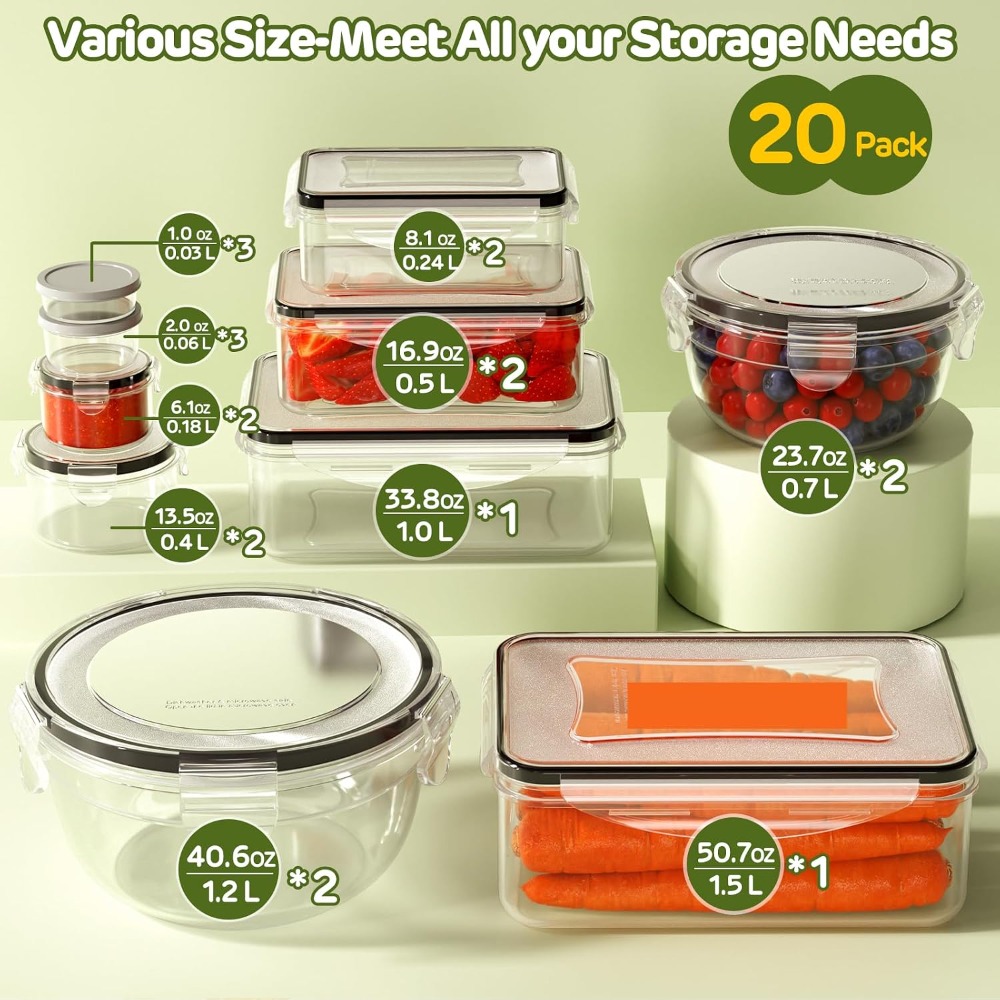 Набор из 40 контейнеров для хр – обзор и цена Food Storage Acrylic Containers